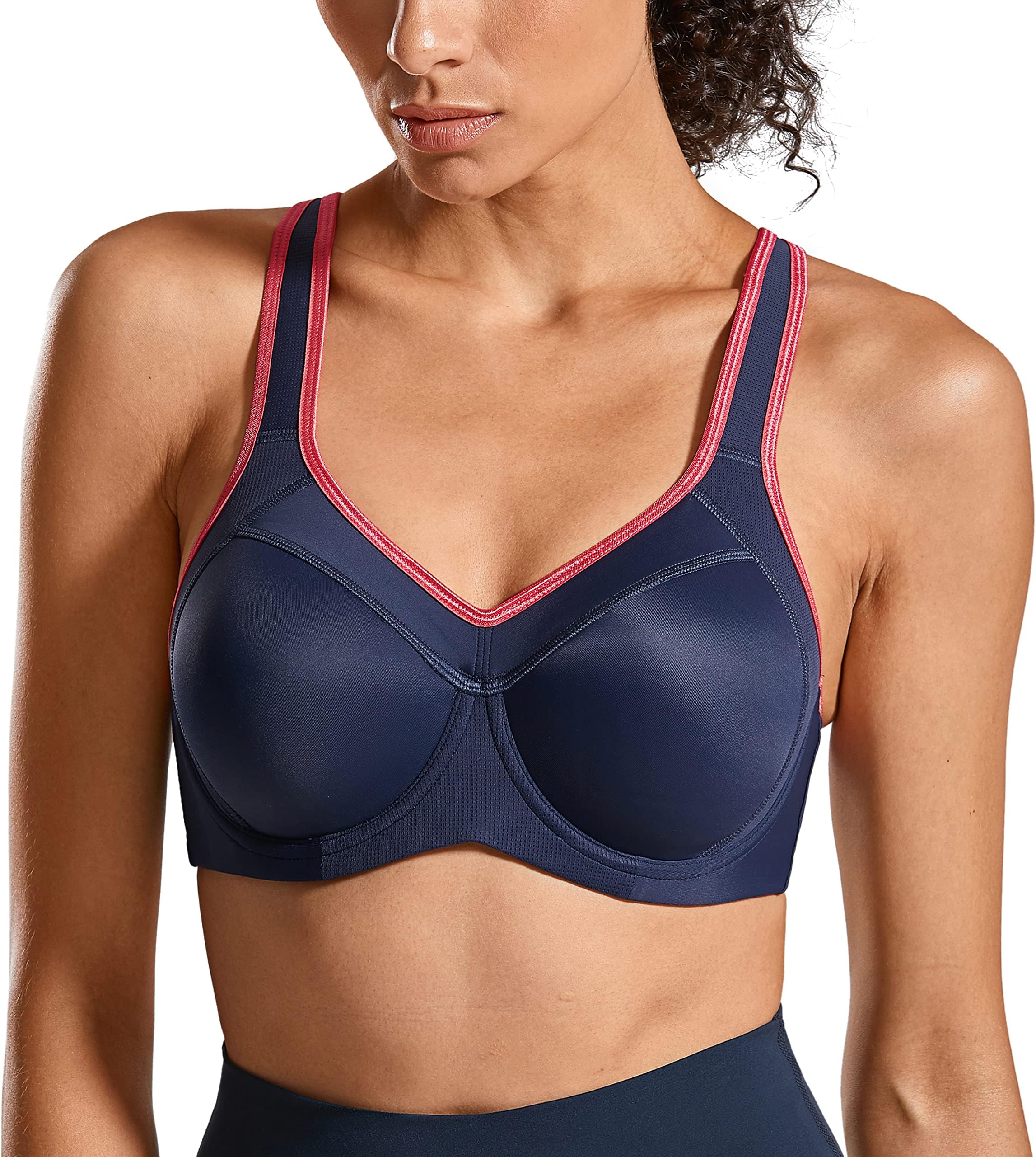 SYROKAN Women's Full Support High Impact Racerback Lightly Lined Underwire Sports Bra