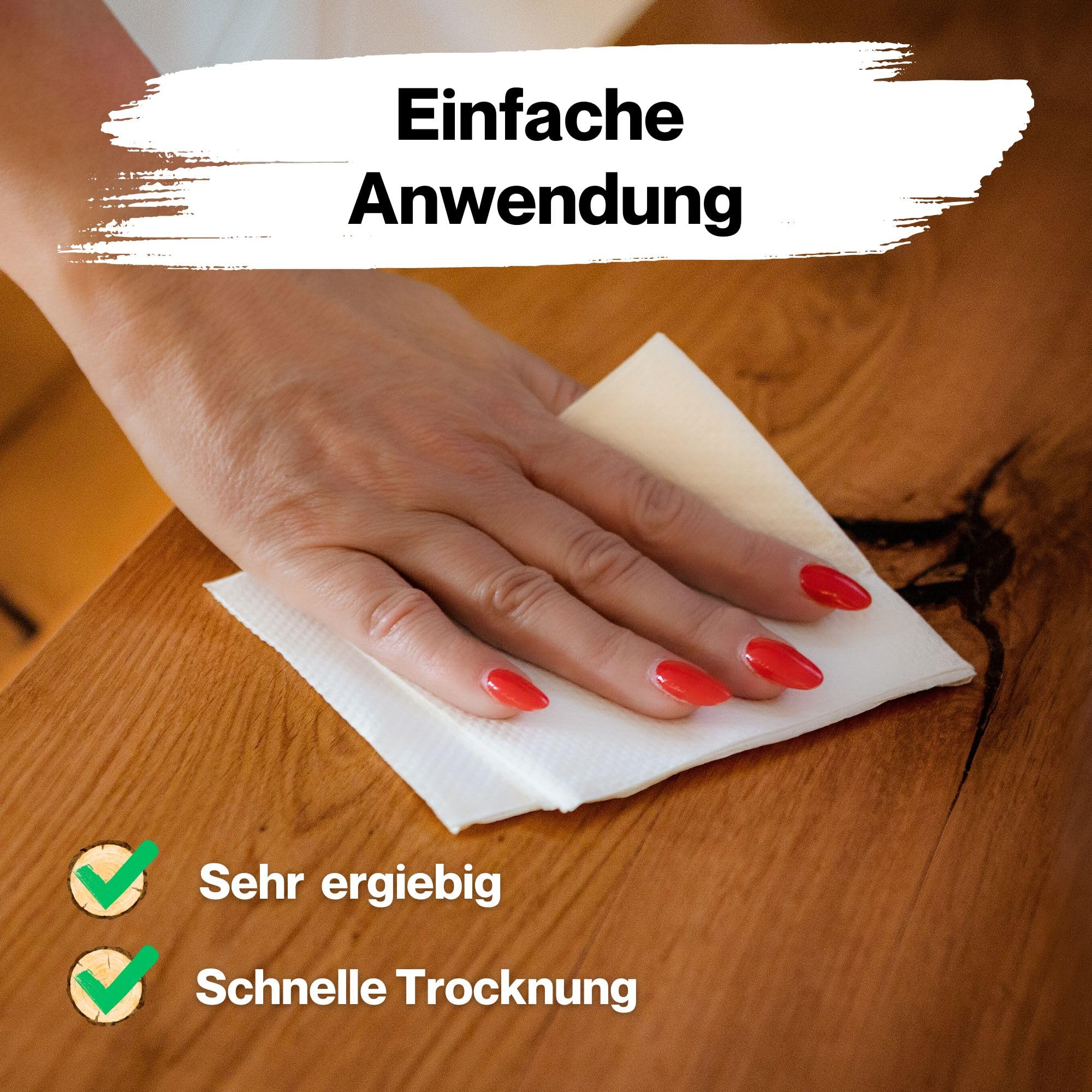 TIMBERINO Pflegeset Neupol Dunkel Holzöl [500ml] Pflegeöl für Holzmöbel innen Holzöl pigmentiert Echtholz Furnier [Holzöl+Öltuch+Pinsel+Handschuh] Möbelpolitur Holz Möbelpflege Holz
