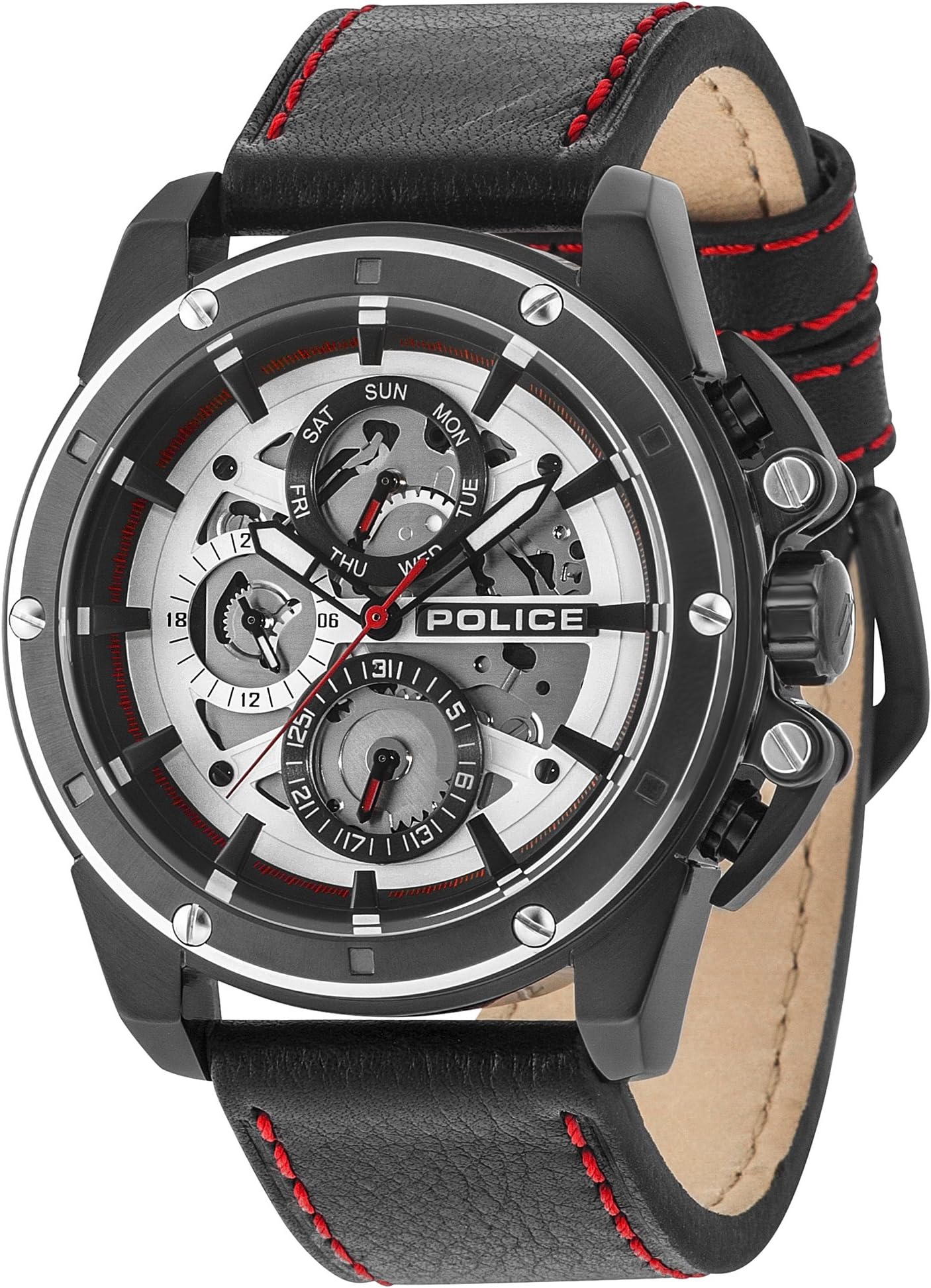 Police Men's Analogue Quartz Watch with Leather Strap 14835JS/02 ...