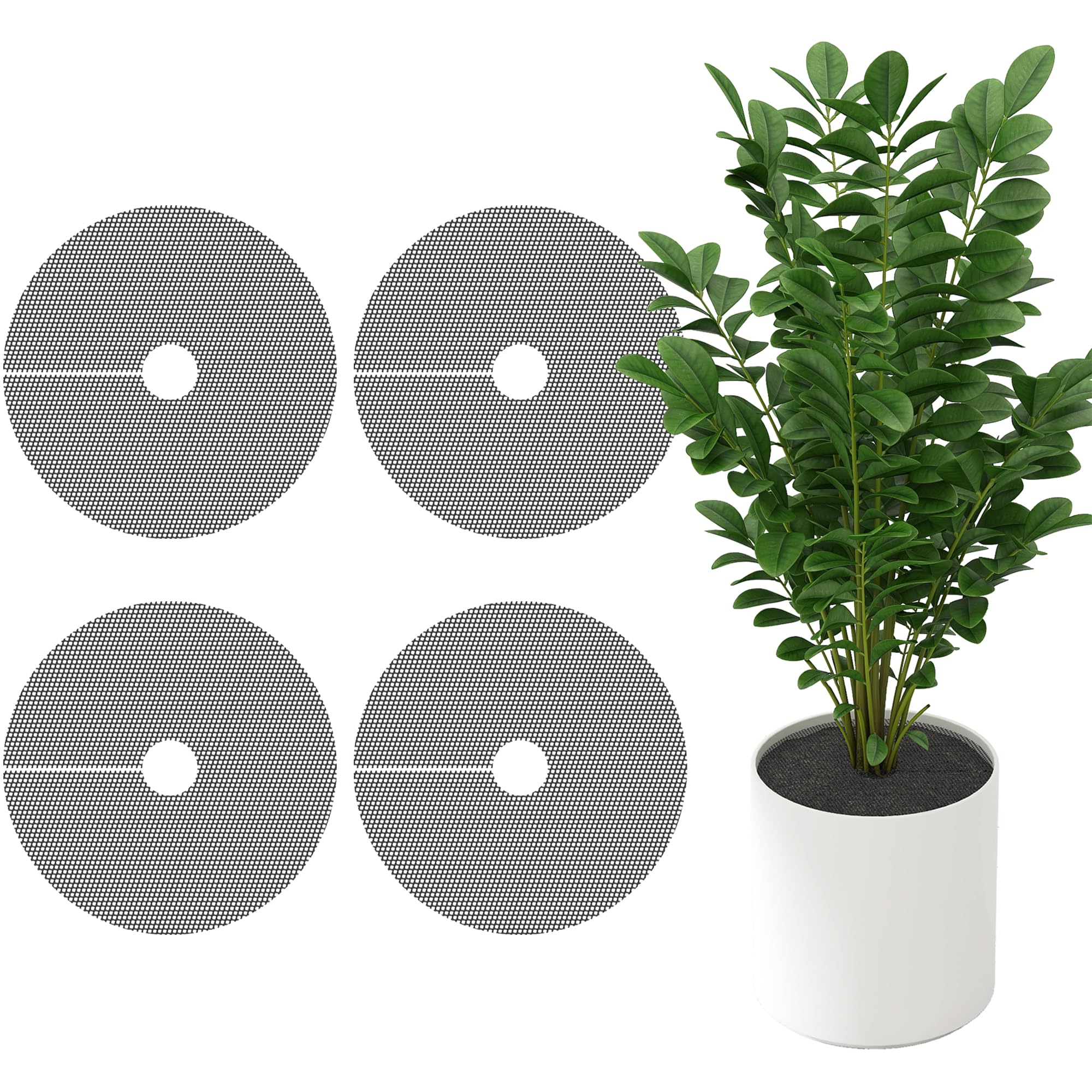 Adnee 4 Pcs Plant Pot Grids, 16" Cuttable Round Planter Pots Soil Guard