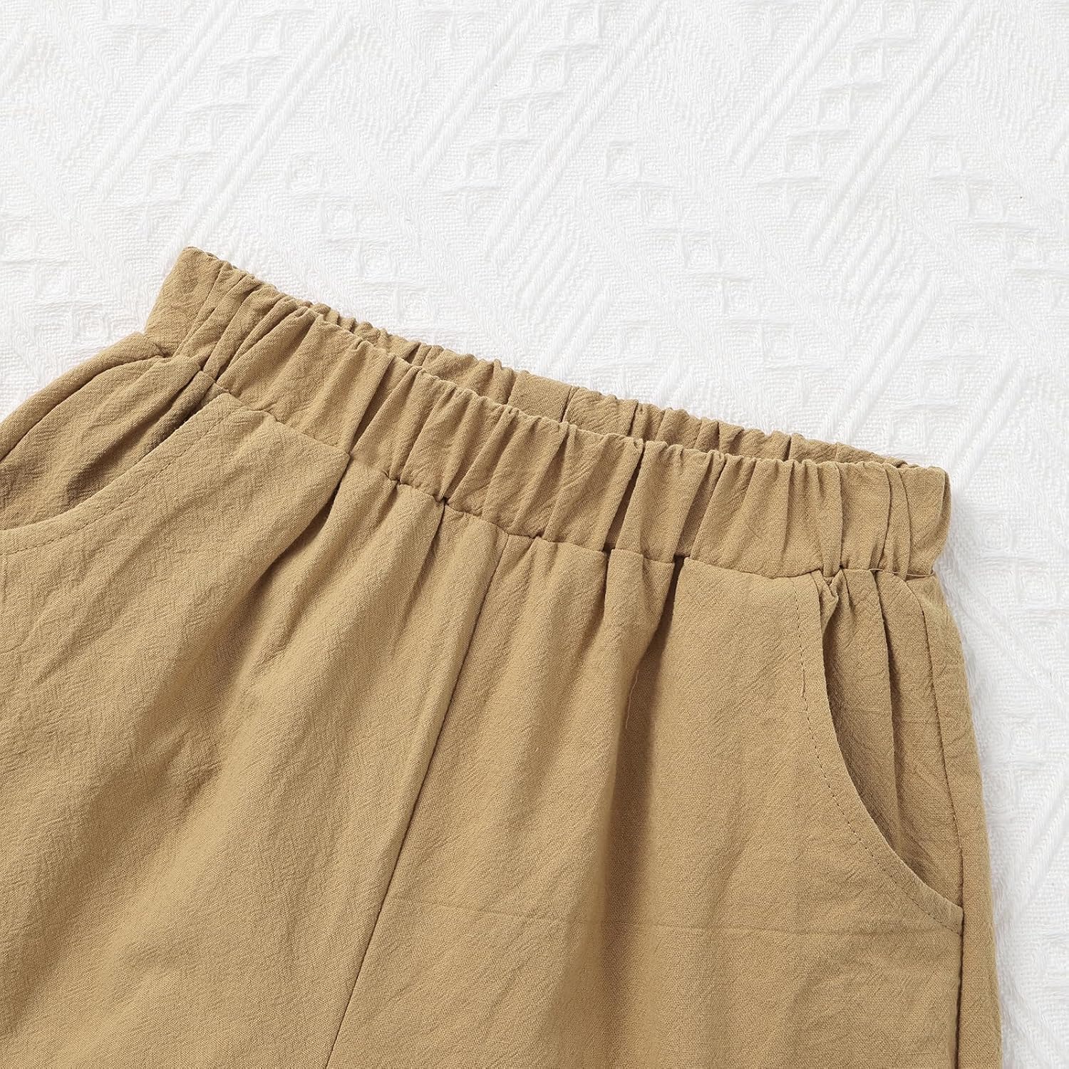 Weixinbuy Boys 2 Pieces Outfits Set Casual Beach Shorts Summer Cotton Short Sleeve Button Down Shirts Clothes Set for Boys - Image 5