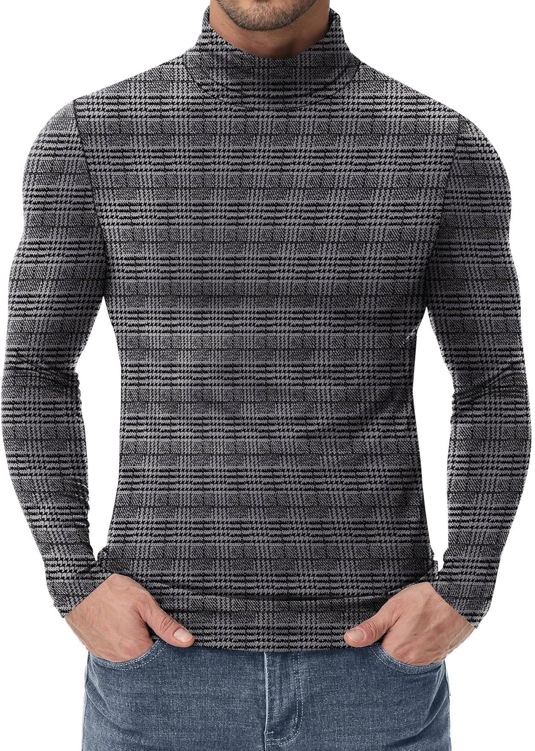 Poriff Men's Turtleneck Tops Fleece Lined Pullover Thermal Long Sleeve Casual Slim Fit Basic Sweater