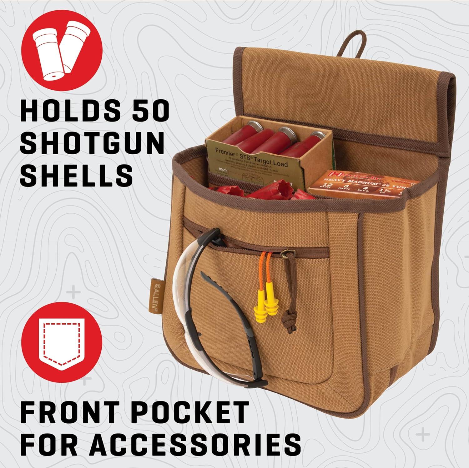 Allen Company Rival Double Compartment Shell Bag & 52" Waist Belt, Tan