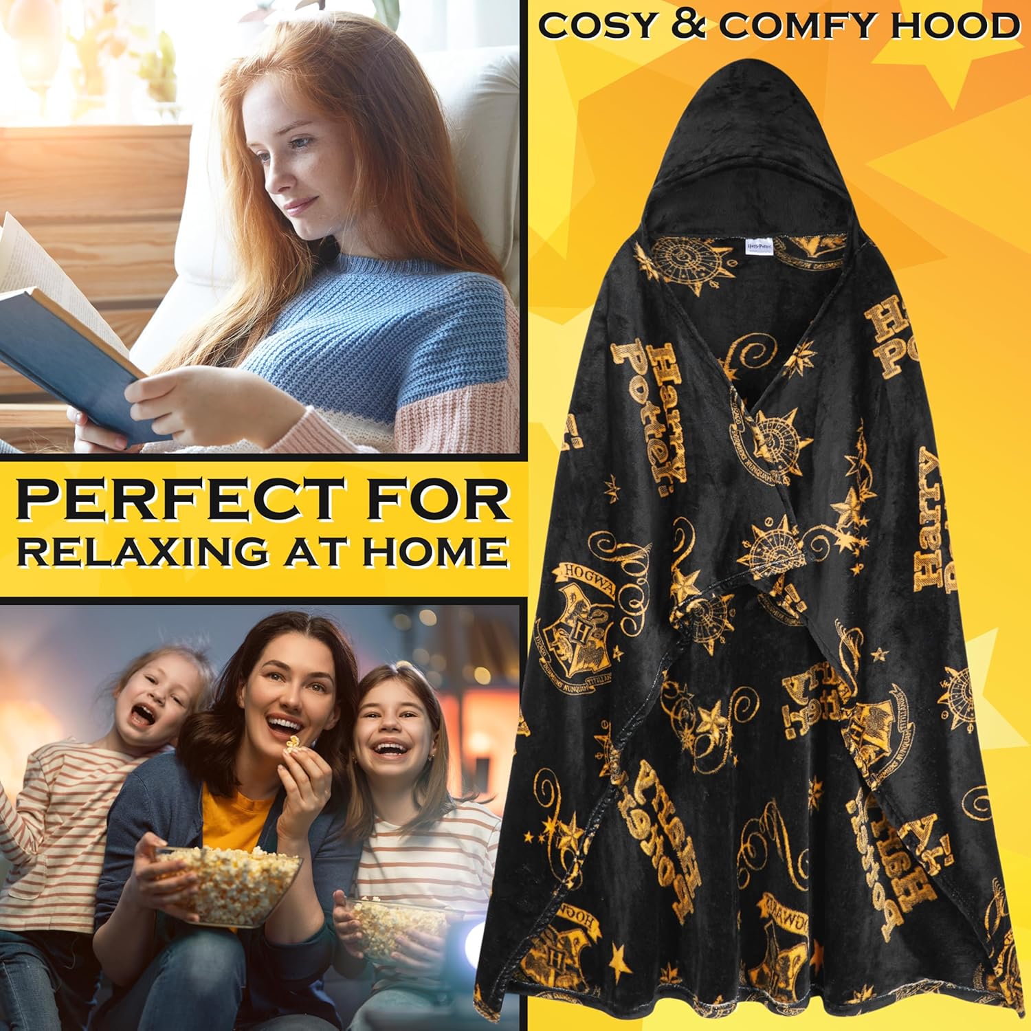 Harry Potter | Snoopy | South Park | Disney Adult Blanket with Hood 51x59 in, Wearable Blanket Gifts for Women, Men - Image 3