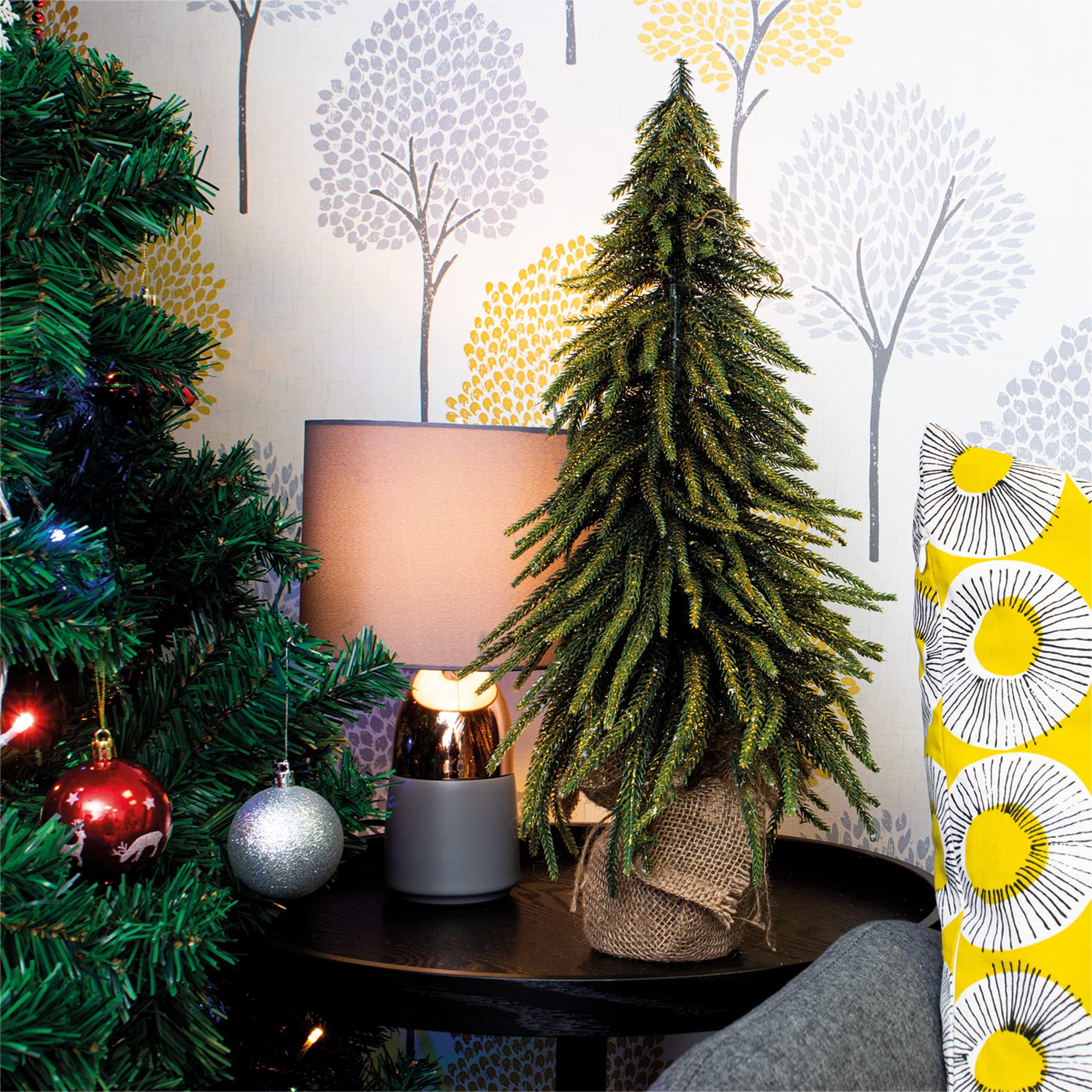 Mini Albero Di Natale Artificiale 35 Cm In Sacchetto Di Iuta - Decorazione Natalizia Morbida E Stabile - Foto 2