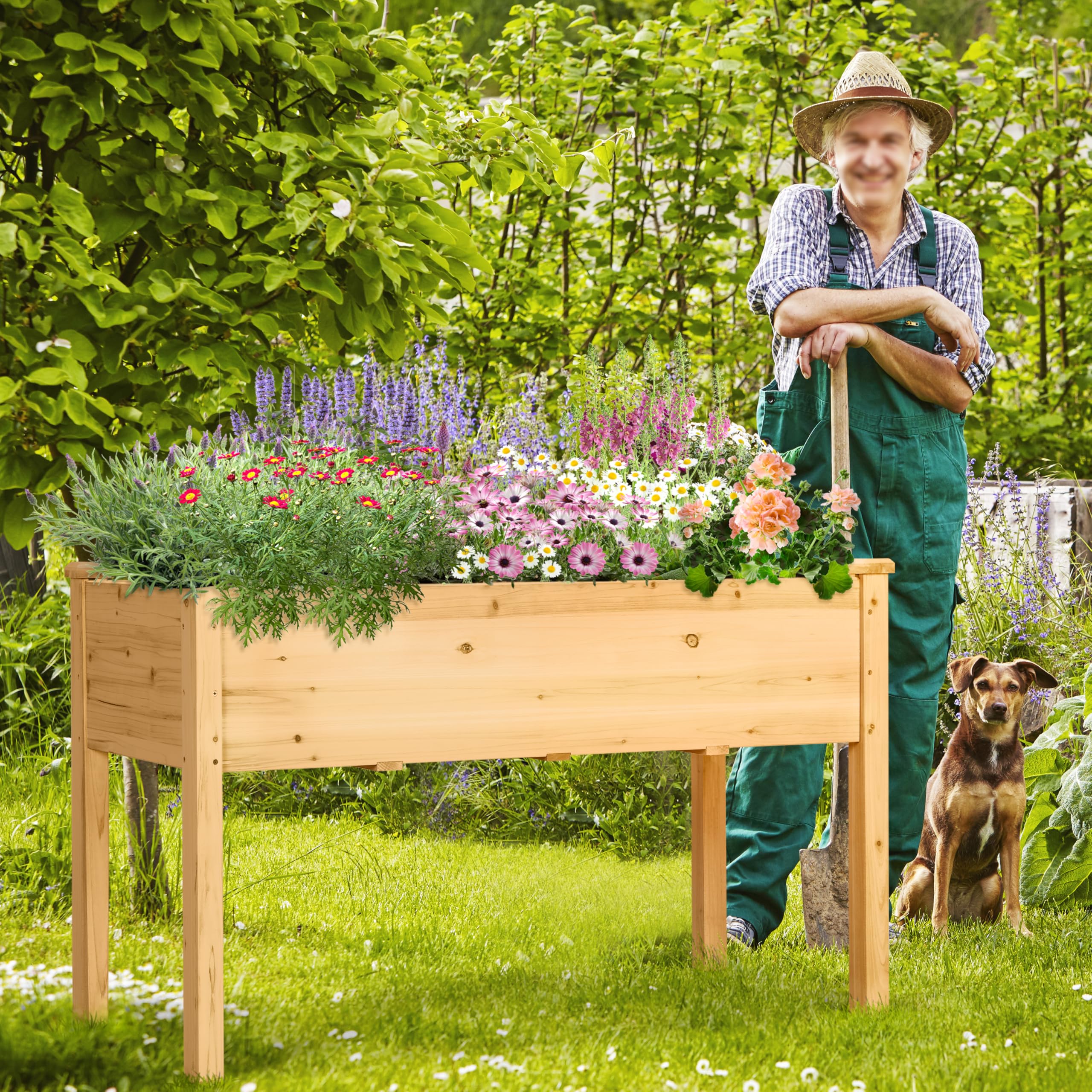 Yaheetech Fioriera/Aiuola Rialzata per Verdure Frutta Erbe Piante, Lettino Orto Rialzato in Legno da Giardino Esterno Balcone 120,5 x 59 x 76 cm