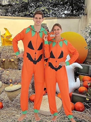 Miniatura 4 de Pijama familiar de Halloween para disfraz de calabaza para adultos, pijamas a juego para parejas y niños