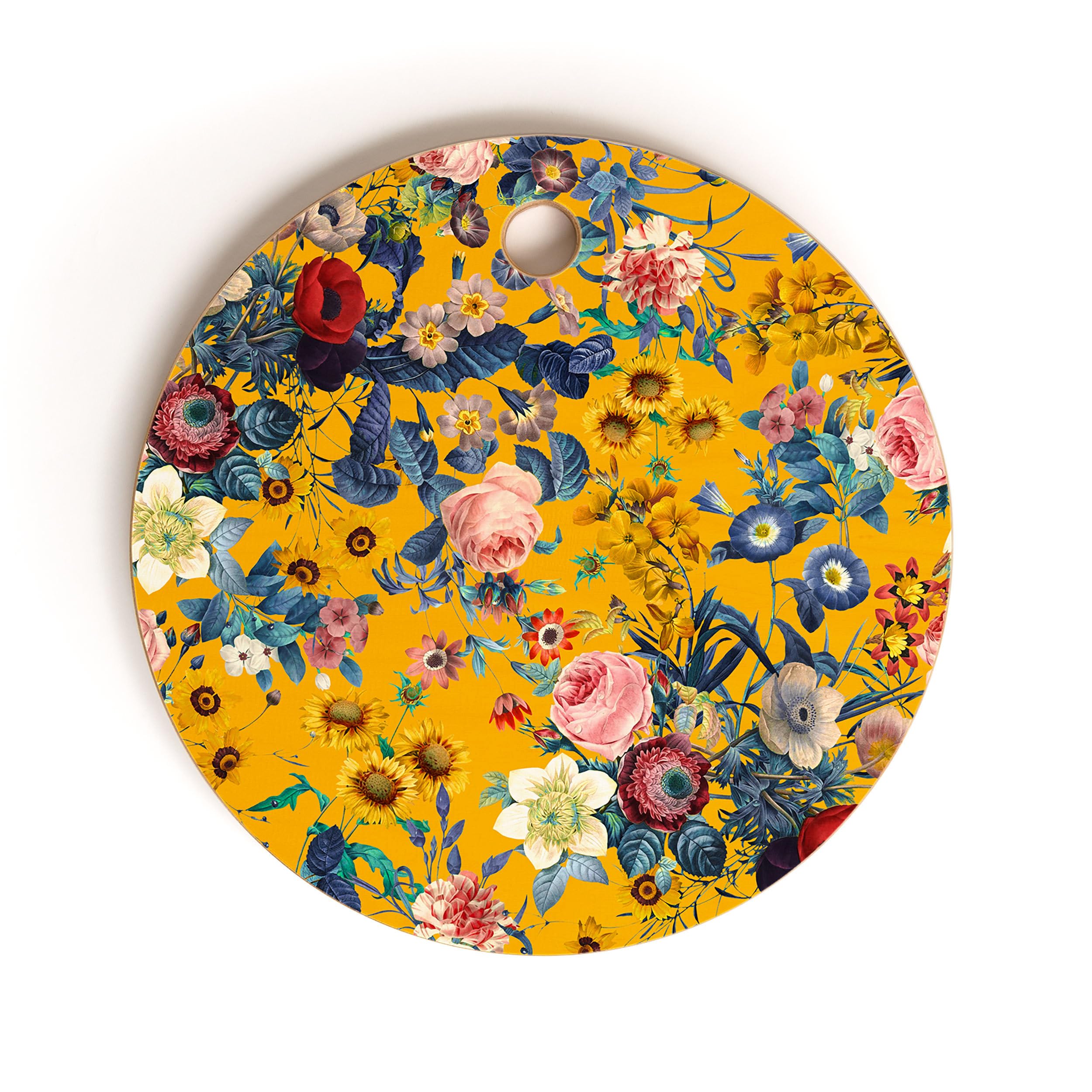 Society6 Bamboo Cutting Board- Kitchen Decor by Burcu Korkmazyurek - Unique Cutting Boards for Kitchen, 11.5" x 11.5" x 0.5", Summer Botanical Garden IX