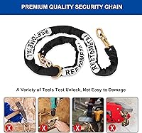 Vista 2 de Cadena de Seguridad de Servicio Pesado, 6 Pies x 3/8" de Grosor de Acero Endurecido a Prueba de Cortes, Cadena de Bloqueo Antirrobo