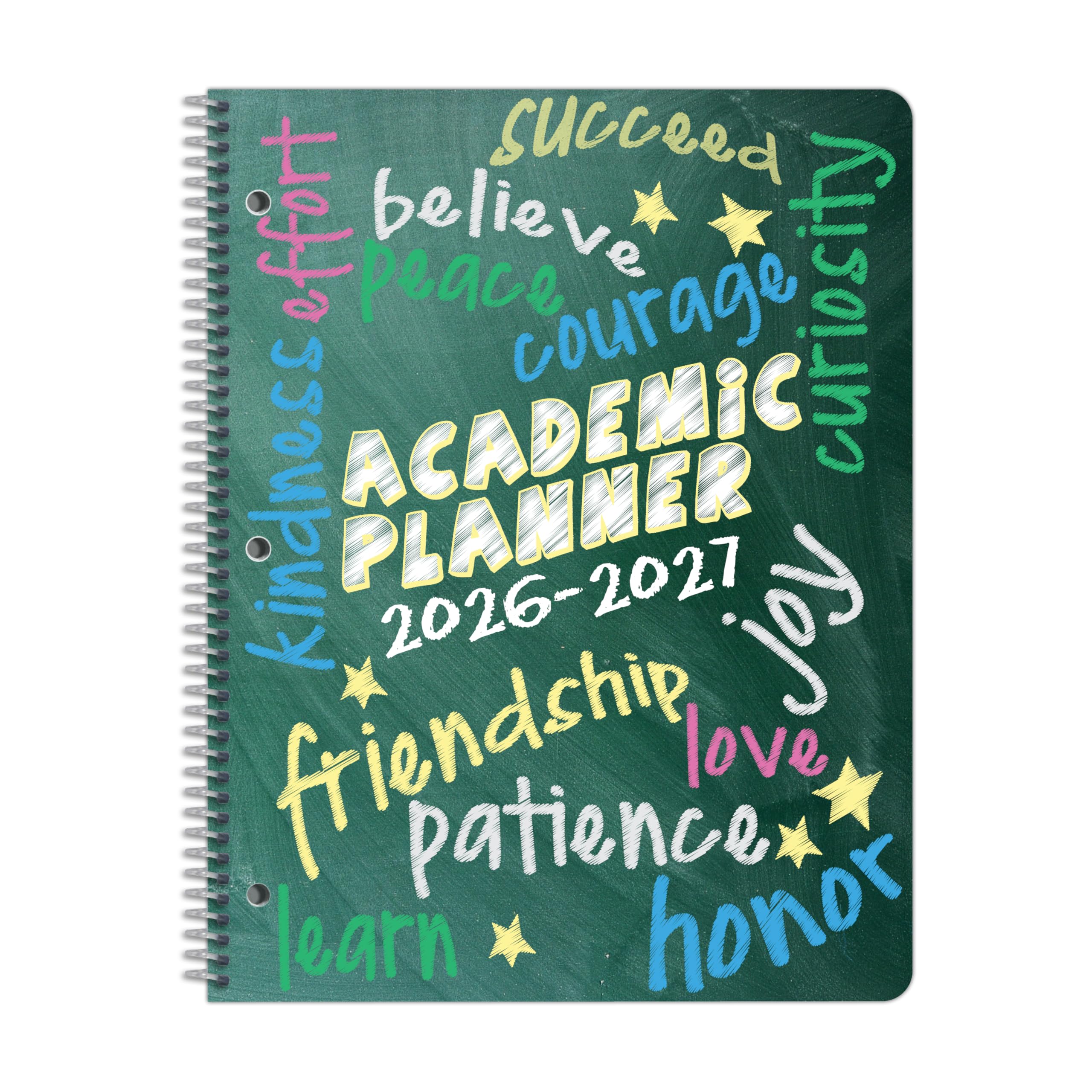 Planificador de estudiantes de primaria 2026-2027, año escolar académico, tamaño grande (8.5 x 11 pulgadas), libro de datos estilo matriz con cubierta clásica de matriz primaria