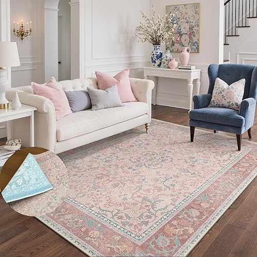 Miniatura 30 de Bavni Alfombra vintage floral de 2 pies 6 pulgadas x 10 pies, antideslizante, alfombra de pasillo y cocina, alfombra ligera lavable para entrada,