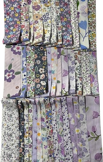 Pre-Cut Floral Cotton Quilting Fabric Strips, 40 Piece Bundle- 2.5x19.68 Inch Jelly Roll for Sewing, Crafts