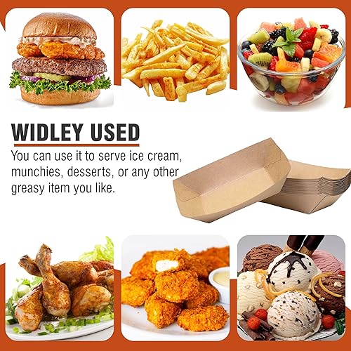 Miniatura 3 de Concession Essentials Bandejas de papel kraft natural de 2 lb - Paquete de 100 unidades