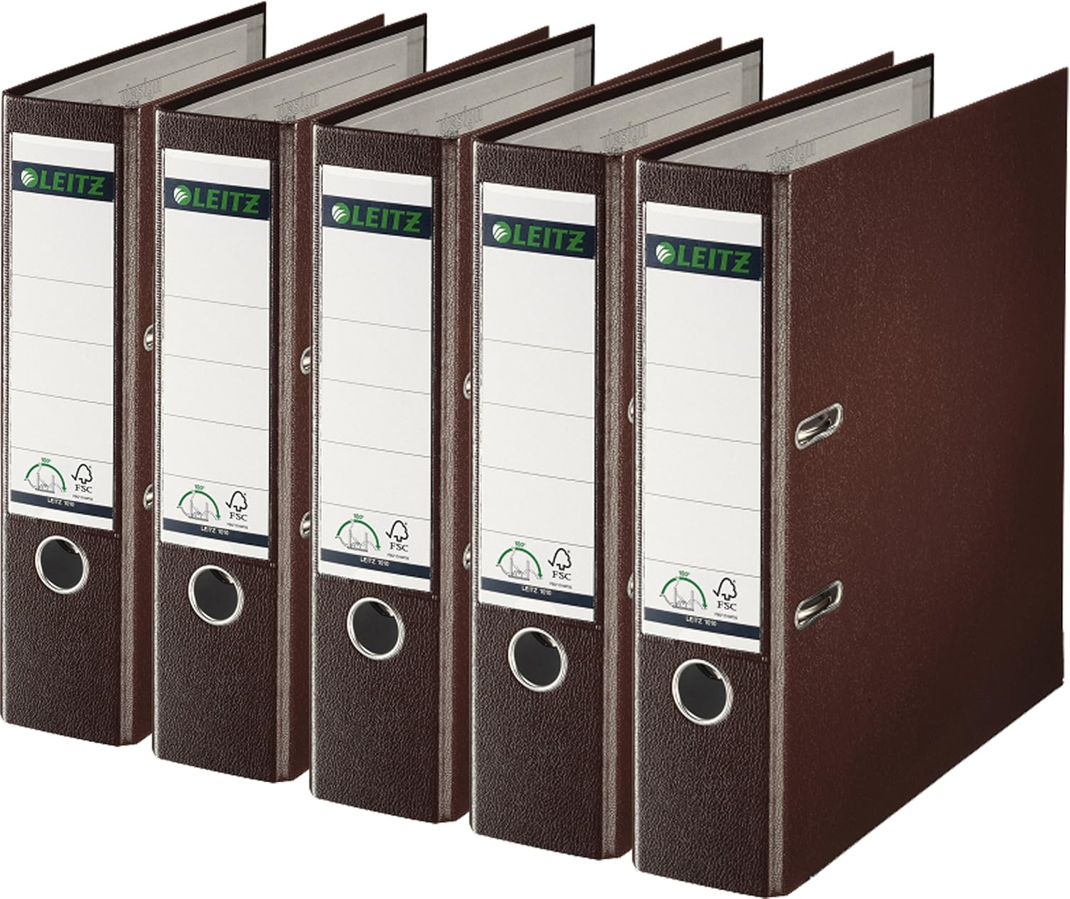 Leitz quality plastic folder, 180°, A4 breit| 5er Pack, brown, 1