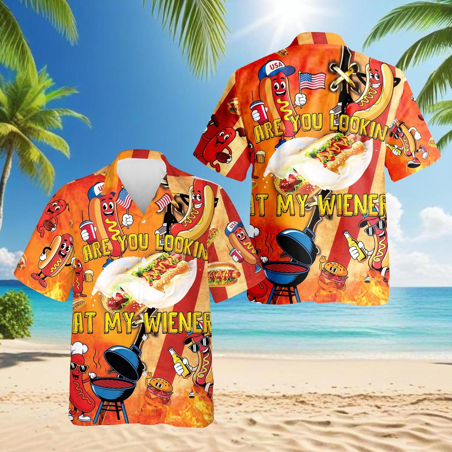 Funny Chicken Wing BBQ Hawaiian Shirt for Men Women, Fastfood Lovers Button Down Summer Beach Short Sleeve, S-5XL