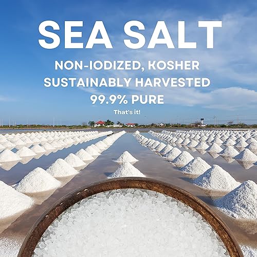 Miniatura 2 de Sal marina, sal marina de grano grueso, ideal para cocinar o moler, sin yodada, totalmente natural, sin aditivos (bolsa de 30 onzas) - Sea Salt