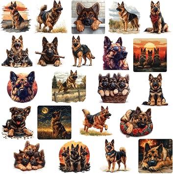 McEtt German Shepherd Sticker Sheets   5 Pack 110 Dog & Puppy Stickers