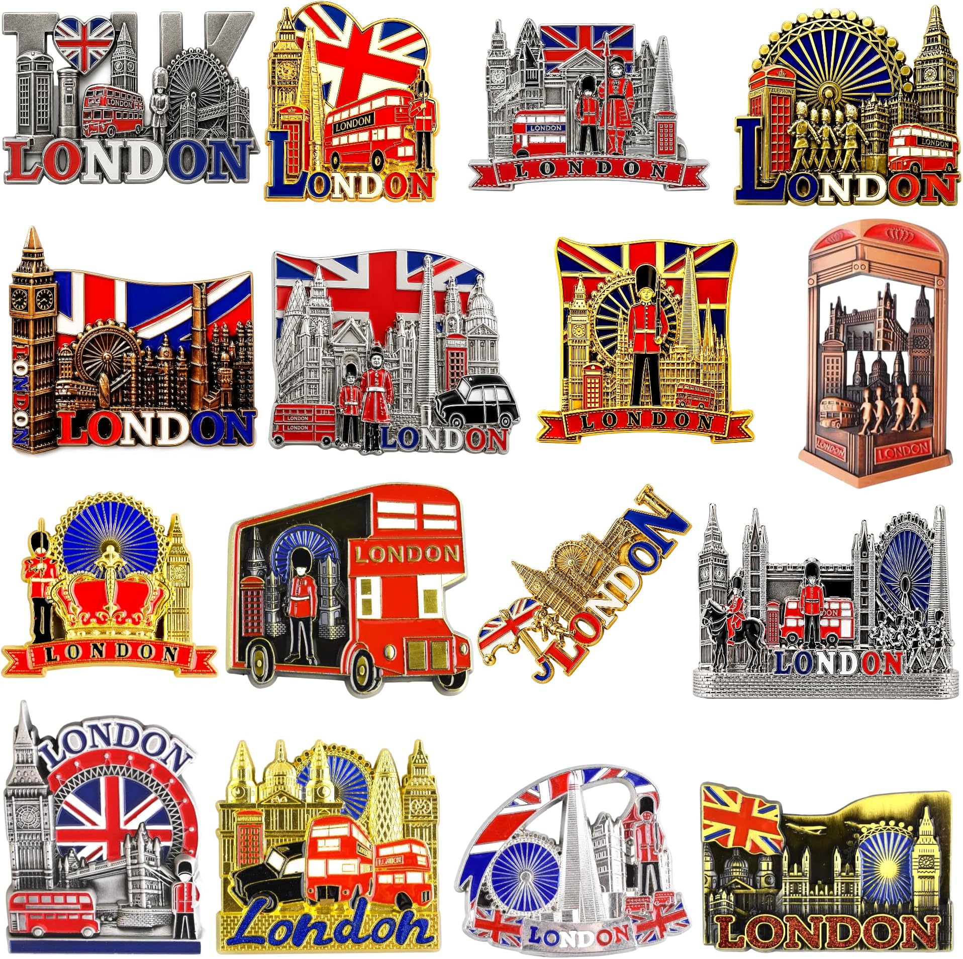12 London souvenirs metal fridge magnets British Union Jack England magnet - London Magnet