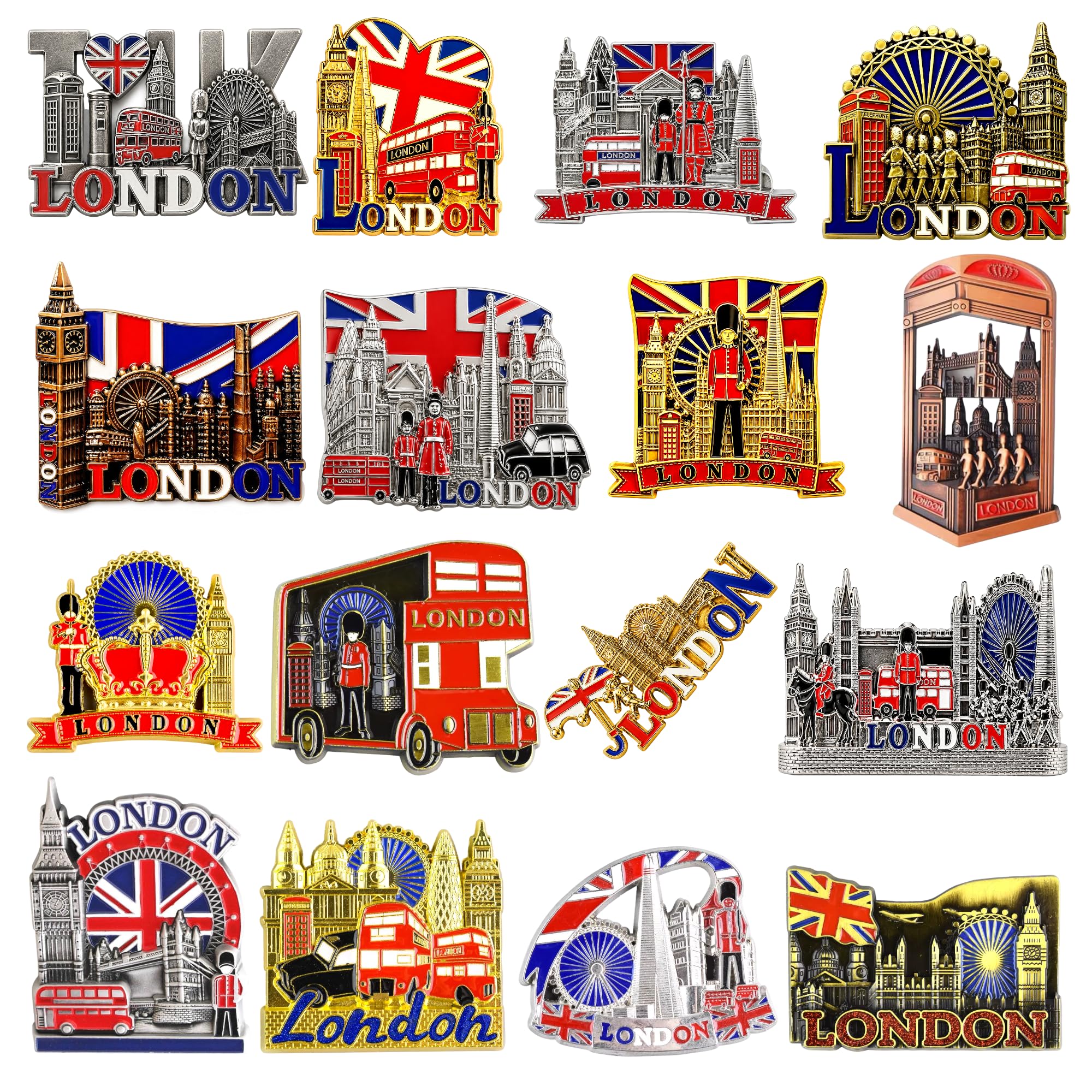 12 London souvenirs metal fridge magnets British Union Jack England magnet - London Magnet