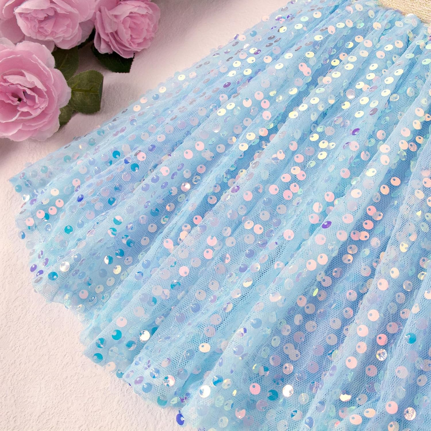 Magic Park 1-14Y Toddler Tulle Sequin Skirt Little Girl Tutu Skirts Birthday Holiday Party Girls Solid Color Short Skirt - Image 6