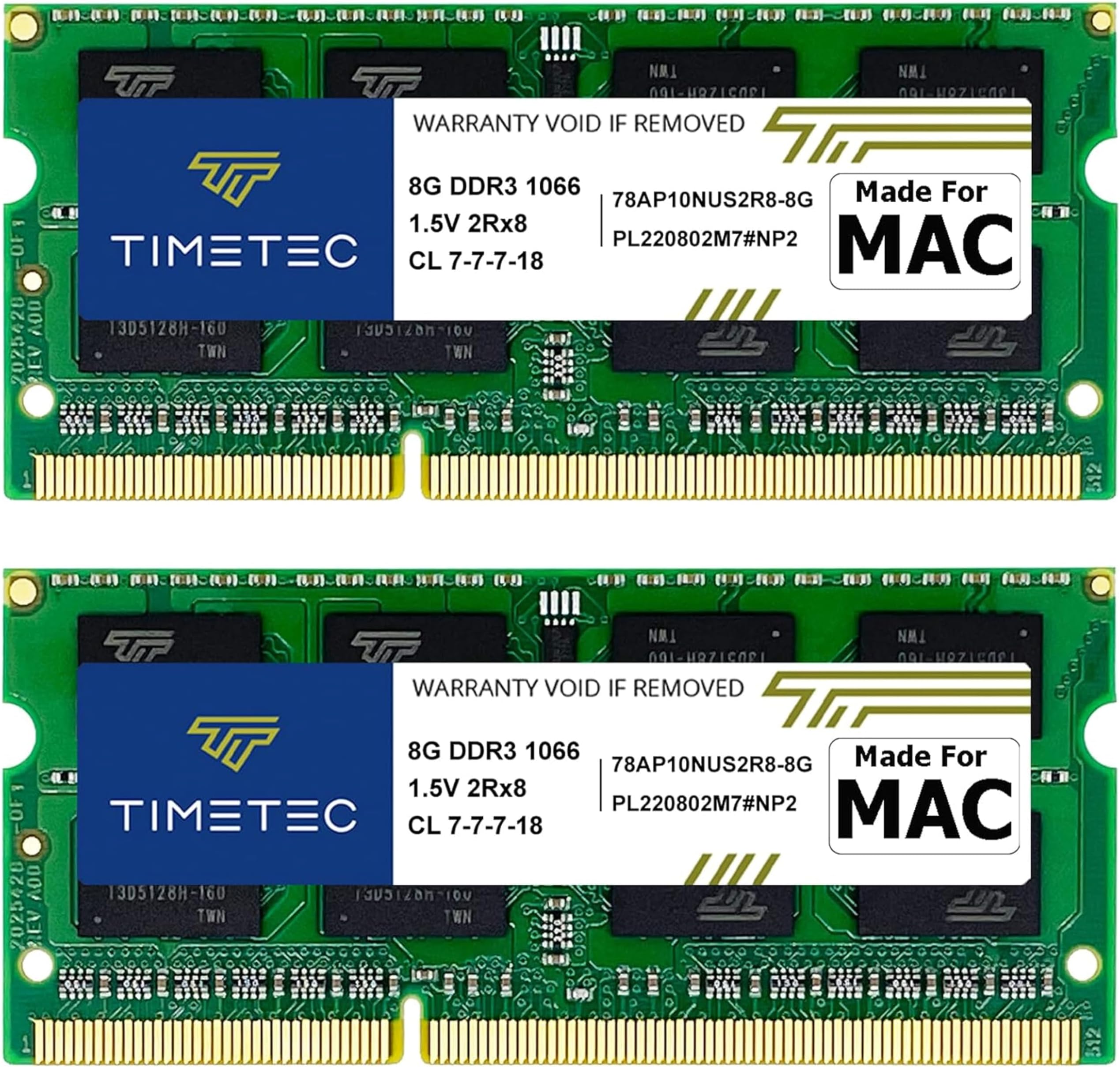 Timetec 16GB KIT(2x8GB) Compatible for Apple DDR3 1067MHz / 1066MHz PC3-8500 RAM for Mac Book (Mid 2010 13-inch), Mac Book Pro (Mid 2010 13-inch), iMac (Late 2009 27-inch), Mac Mini (Mid 2010) MAC RAM