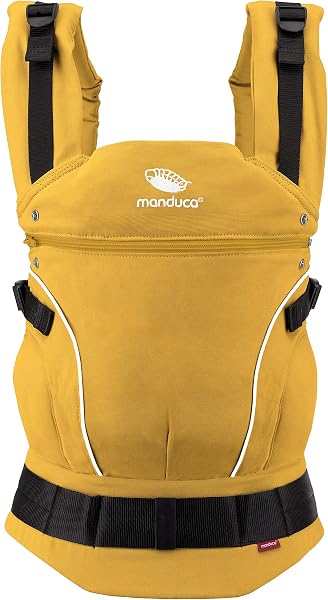 manduca First Babytrage - Verstellbarer und vielseitiger Tragesitz für Babys und Kleinkinder (3,5-20 kg) - Babytrage mit Front-, Hüft- und Rückentragefunktion ,Gold - 1