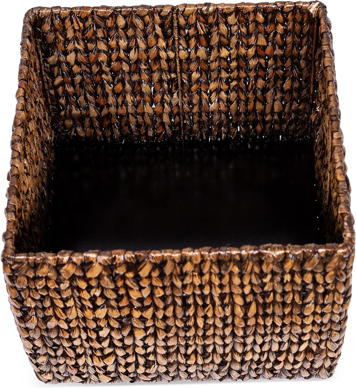 BIRDROCK HOME Storage Cube Box with Lid - Brown Wash Seagrass - Hand Woven Container for Blankets Pillows - Sturdy Metal Frame