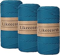 Vista 45 de Cuerda de macramé de poliéster trenzado de 4 mm, 140 yardas / 426 pies, suministros de macramé para manualidades DIY, hilo elástico para crochet