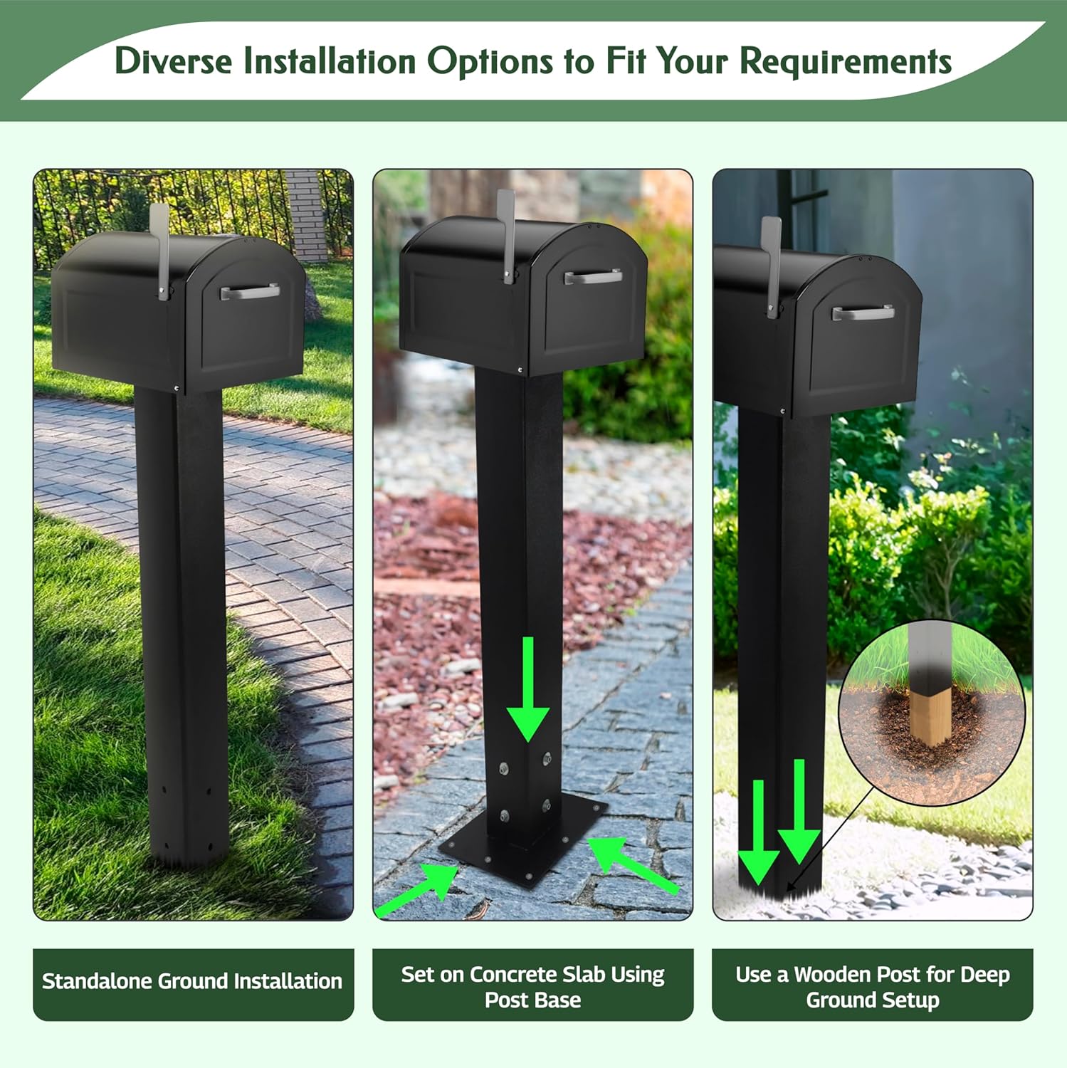 FEBTECH - 27 Inch Heavy Duty Carbo Steel Mailbox Post – Rust-Resistant Powder Coated Post for Outdoor Metal Mailbox, Sidewalk, Curbside Installation