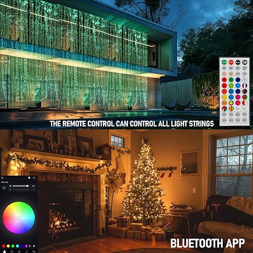Miniatura 5 de Dazzle Bright - Guirnalda de luces inteligentes de Navidad o Halloween, 328 pies, 1000 LED, luces RGB que cambian de color, control remoto y por