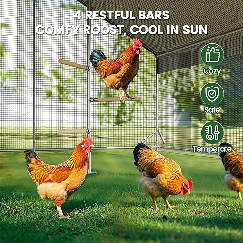 Miniatura 8 de Gallinero de metal grande con tela de corral de pollo y hardware, luz solar, cubierta impermeable y resistente a los rayos UV, jaula para aves de