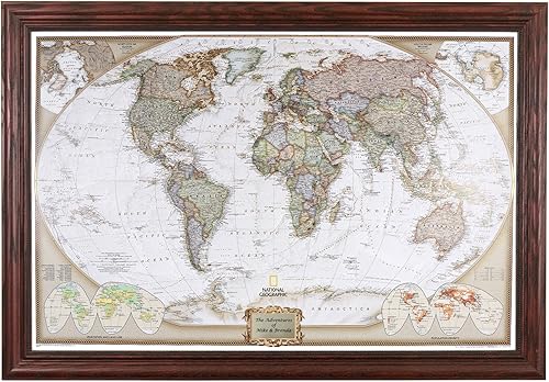 Miniatura 25 de Mapamundi con alfileres, personalizado, ejecutivo, con marco de 24 x 36" y alfileres, Negro (Rustic Black), 24 x 36 pulgadas Marco negro