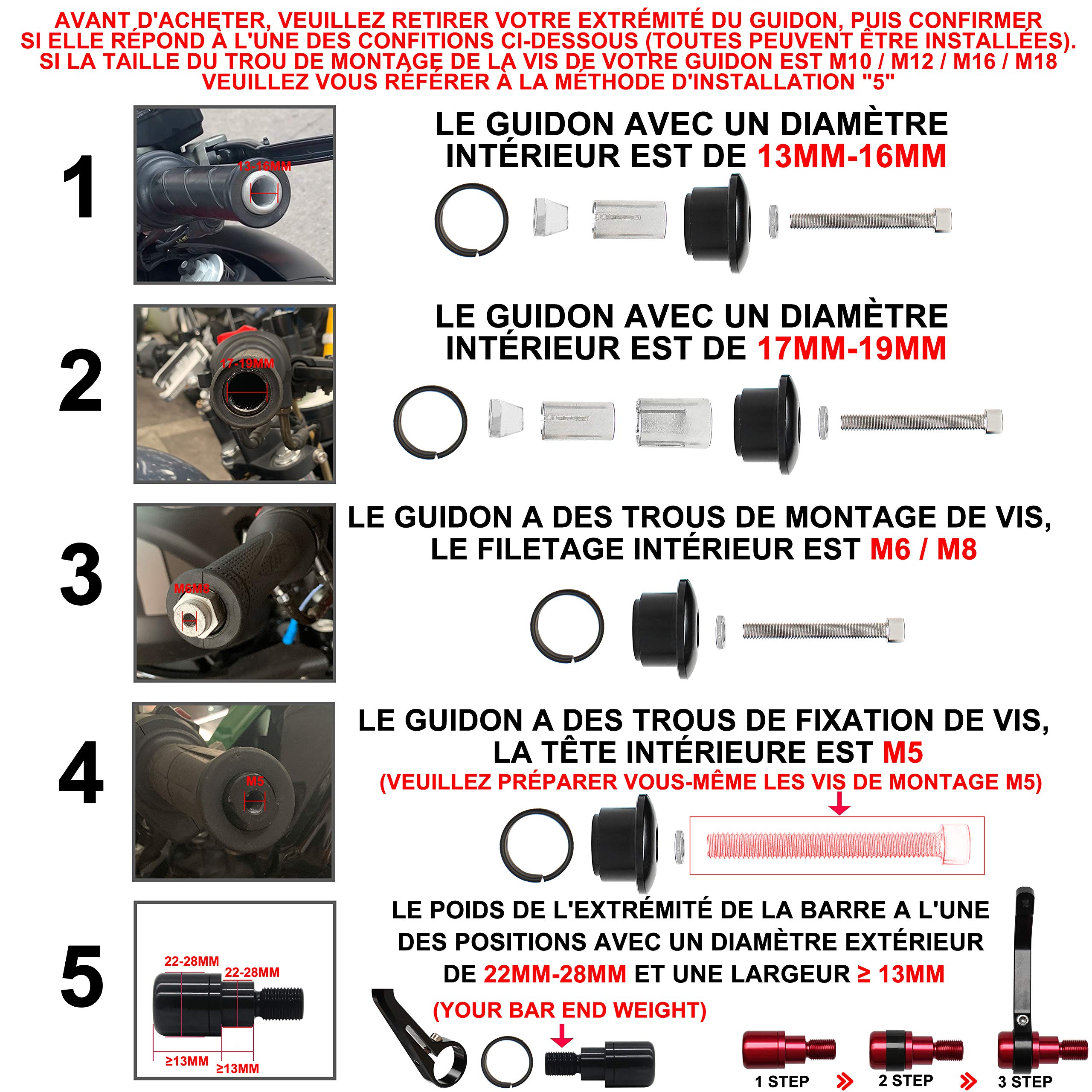 FENRIR E24 Homologué Noir Moto Retroviseur Embout De Guidon CNC Alliage d'aluminium forgé anti-éblouissement anti-vibrations Compatible avec MT Z CB GSXS Street Triple Streetfighter Monster Tuono Duke