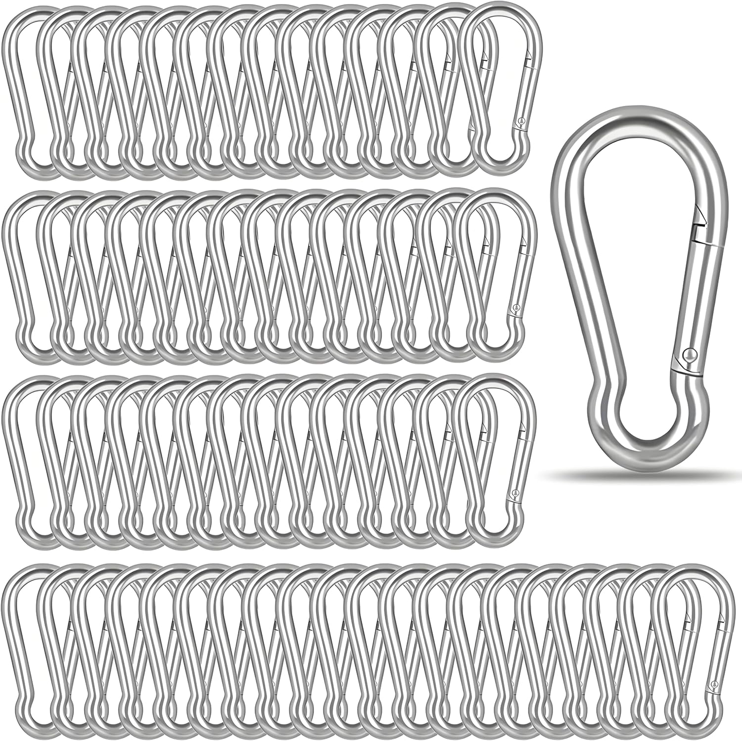 Spring Snap Hook Carabiners, Carabiner Clip, Heavy Duty Galvanized Steel Spring Clip, Quick Link Key Chain for Swing Hammock Gym Outdoor, Holding Capacity