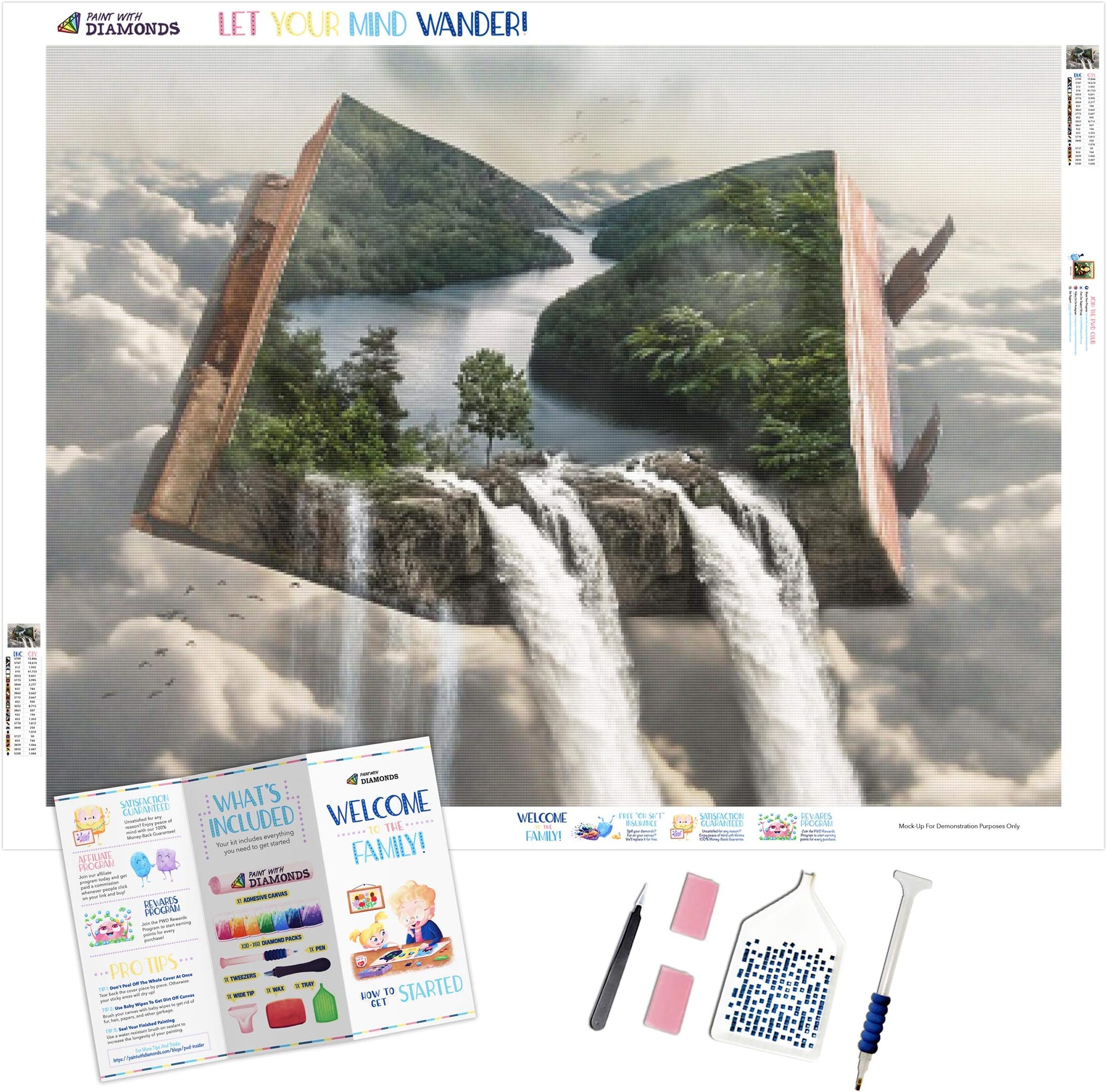 Diamond Painting Kits for Adults by Paint With Diamonds XL 60x40cm ‘Buckled Book’ Full Canvas Square Diamonds (Plus Free Premium Diamond Pen)