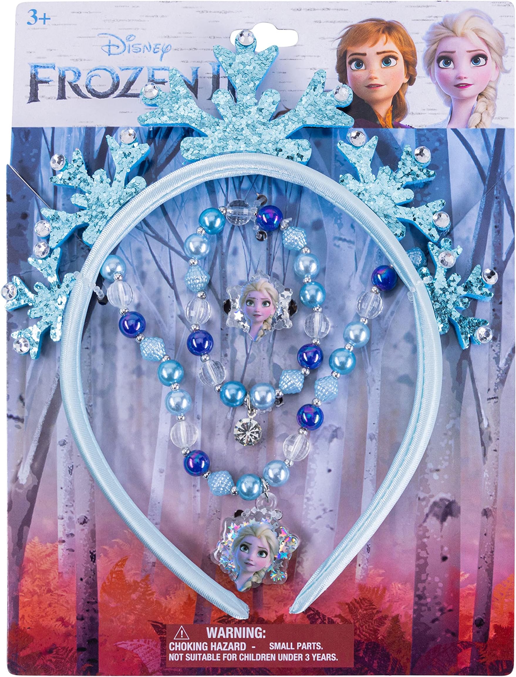 Luv Her Frozen Princess Dress Up Accessory Set - 3 Pcs Jewelry Set - Blue Princess Elsa Tiara, Bracelet - Elsa Necklace - Giftable Box - Birthday, Holiday Gifts For Girls - Toys Dress Up Kit - Ages 3+