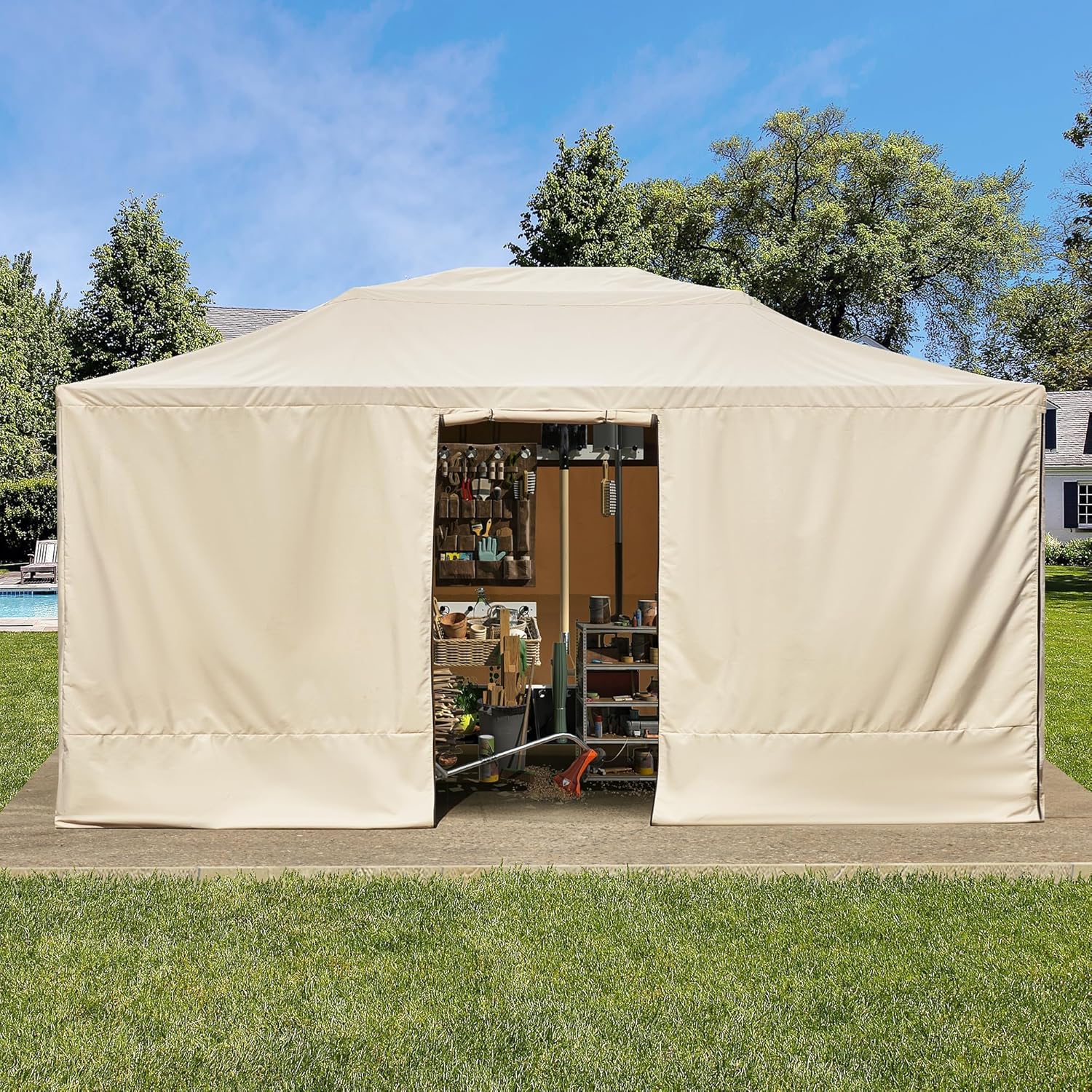 MELLCOM Winter Gazebo Cover for 12×16 Hardtop Gazebo, with Mesh Screens and Doors and Windows, Accessories for All Seasons