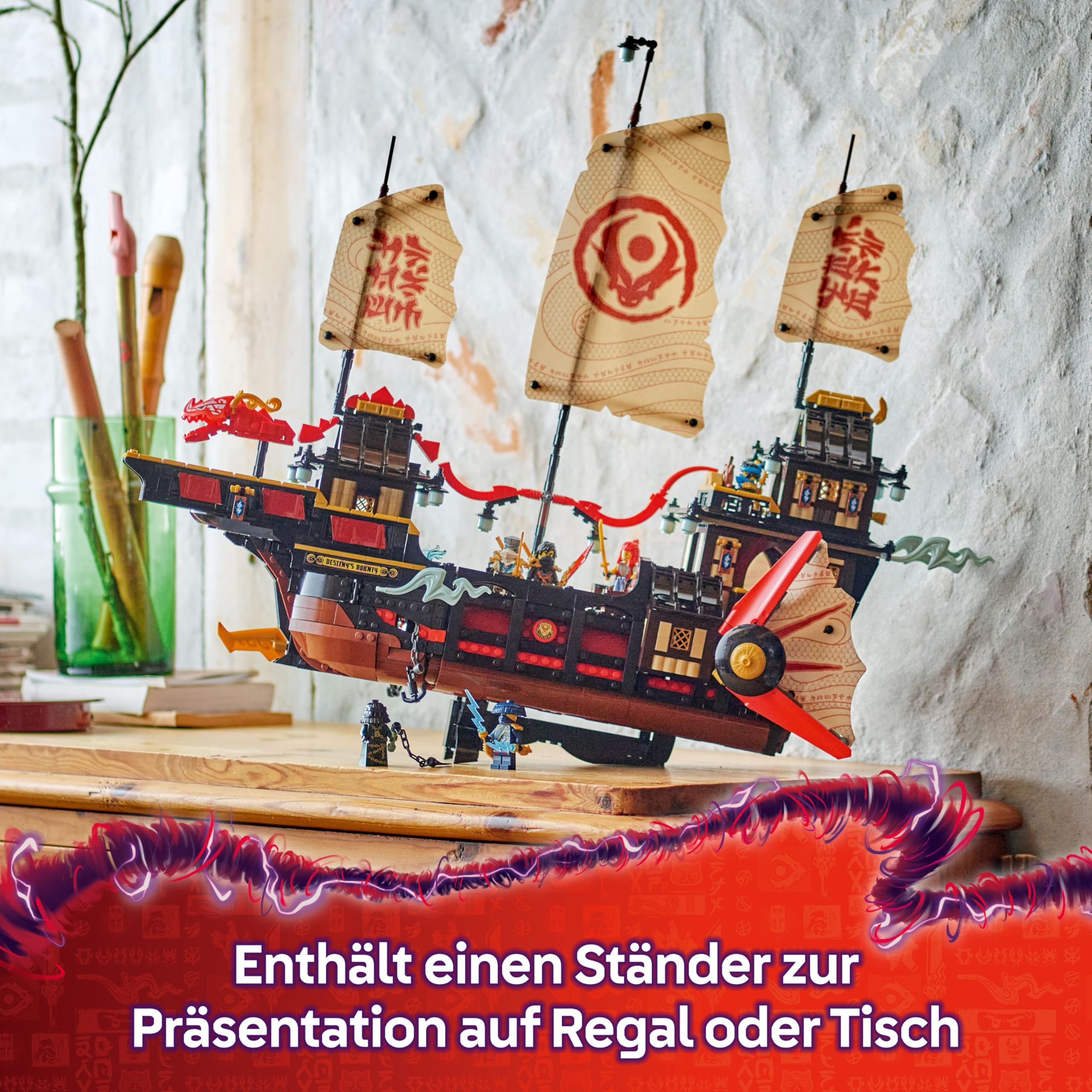LEGO NINJAGO Der Tempel-Flugsegler - Interaktives Schiff mit beweglichen Segeln, 6 Minifiguren inkl. Cole, Zane & NYA - Geschenk für Jungen und Fans von Aufstieg der Drachen ab 14 Jahren - 71848