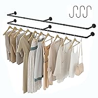 Crehomfy Appendiabiti a tubo industriale con 3 ganci a forma di S