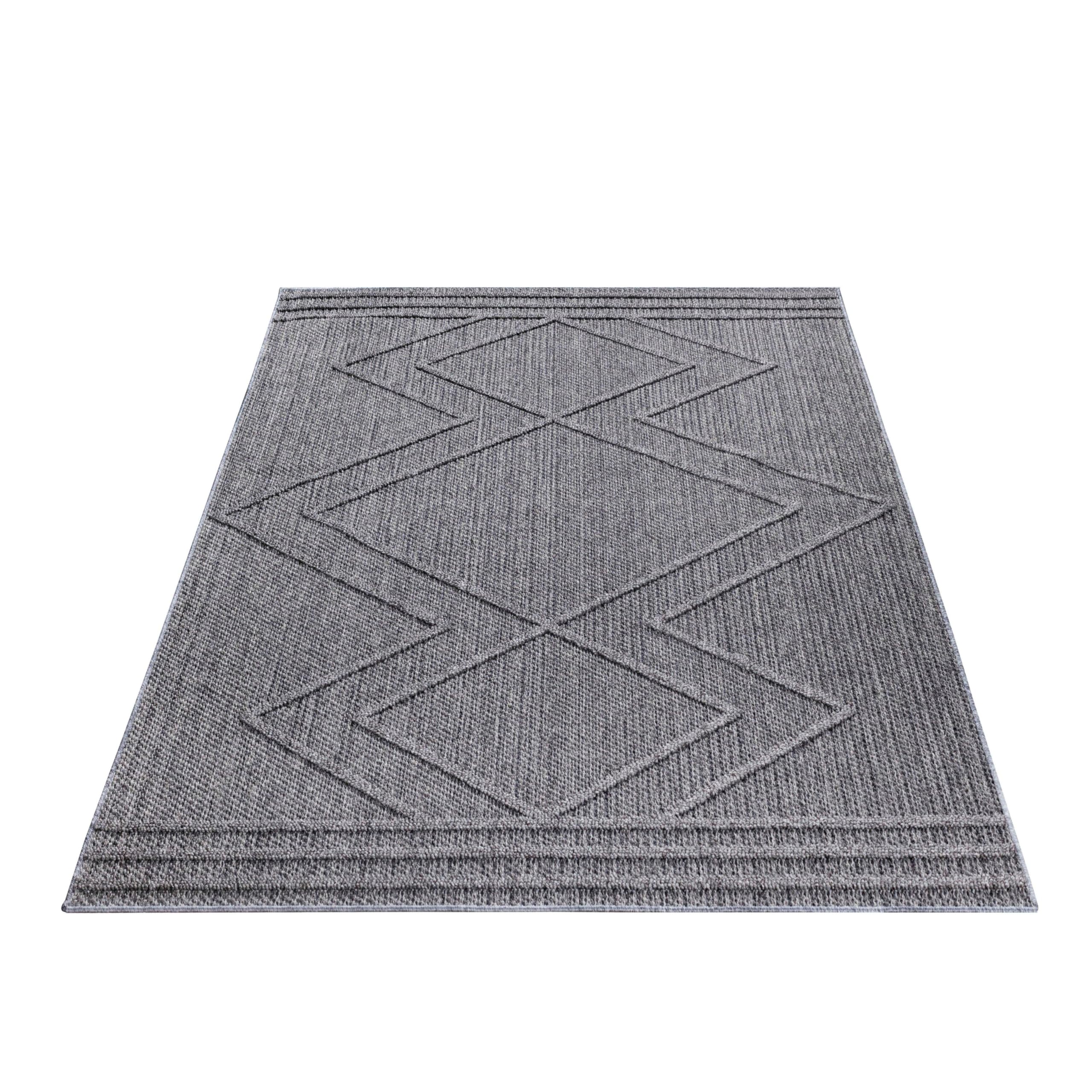 SIMPEX Tapis d'extérieur, Style bohème, Tapis Gris, 200 x 290 cm, Tapis de Style scandinave, Cuisine, Balcon, terrasse, Jardin, Pique-Nique
