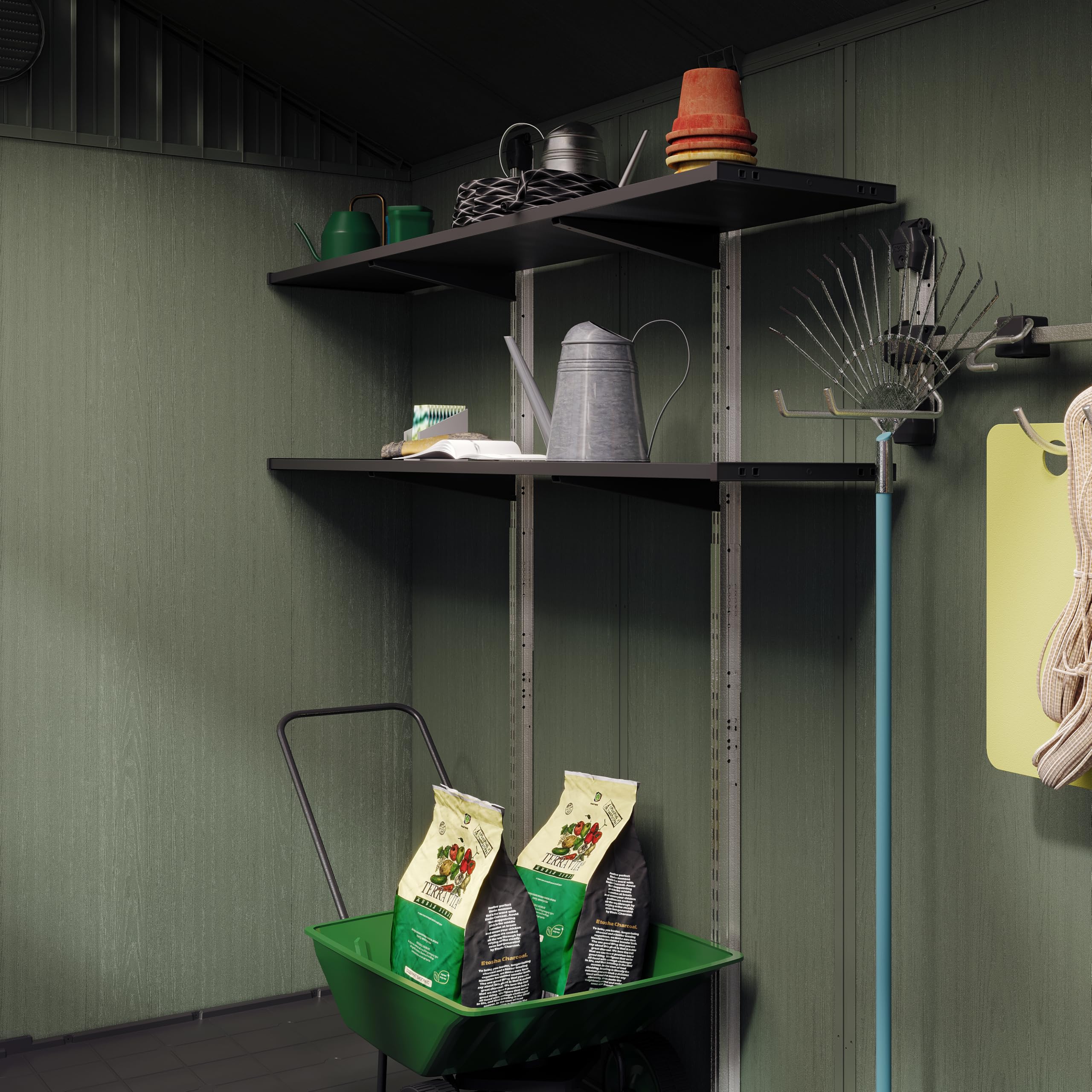 Keter Darwin Gewächshaus 244x190x221cm Grün - Treibhaus aus Kunststoff mit Satteldach & 5 Belüftungsfenstern
