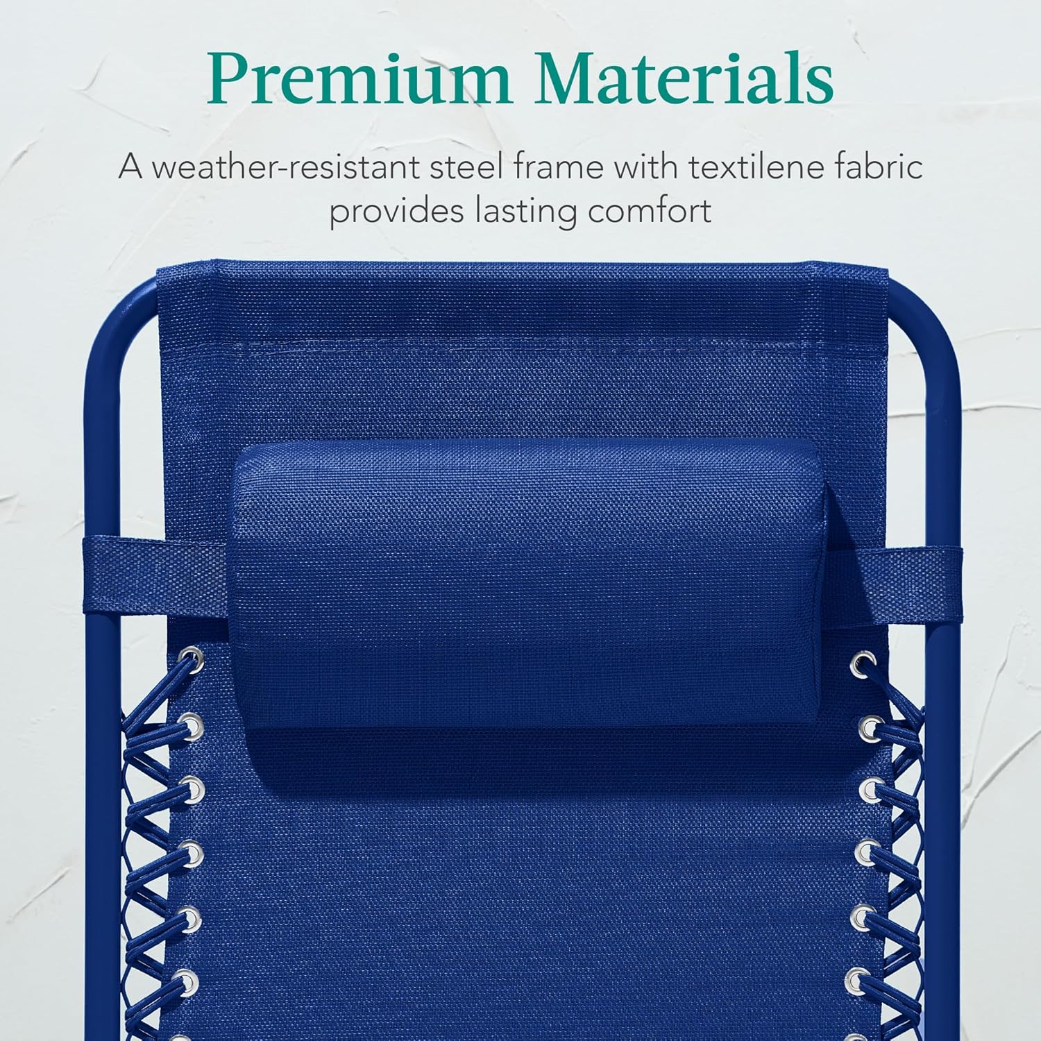 Best Choice Products Adjustable Zero Gravity Chair, Monochromatic Color Folding Patio Recliner w/Side Tray, Headrest - Marine
