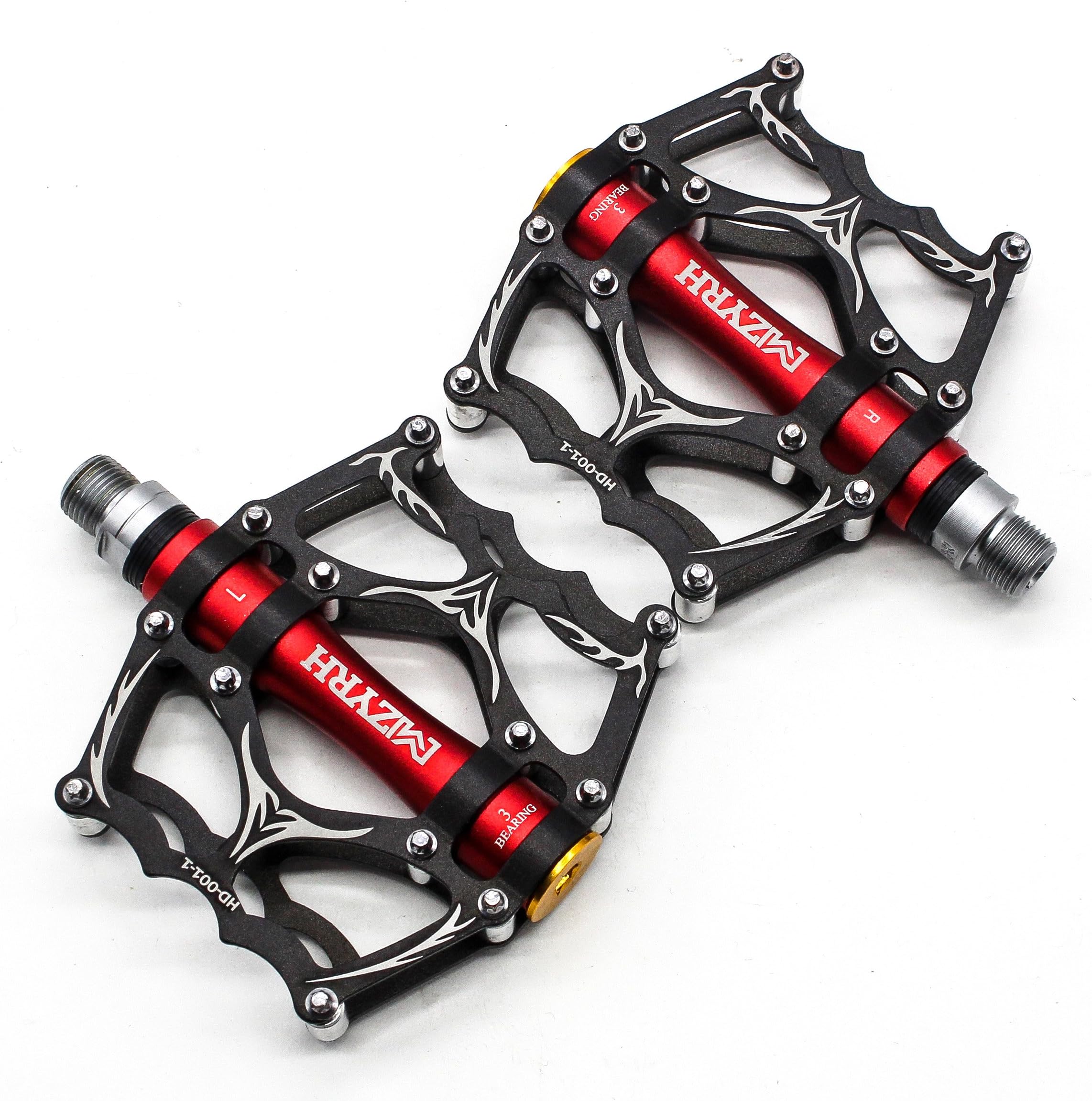 Willyn JT40 Ultra-Light Trekking Racing Bike Pedals, 3 x Sealed Bearings, Anti-Slip Bicycle Pedals, Black with Red