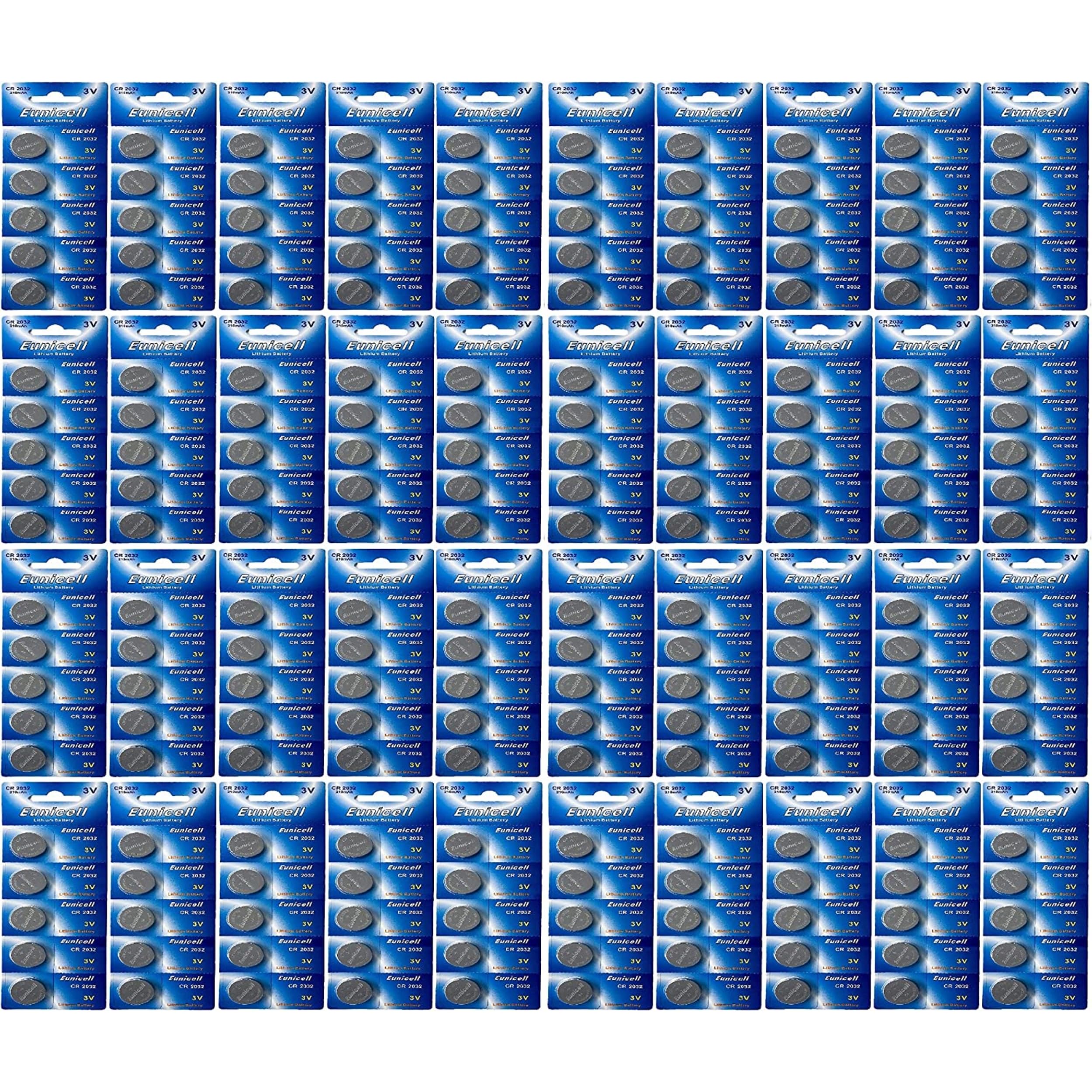 200 pilas de botón CR2032 de litio de 3 V, 210 mAh (40 blístercard de 5 pilas) MHD 2028 Einwegware Eunicell