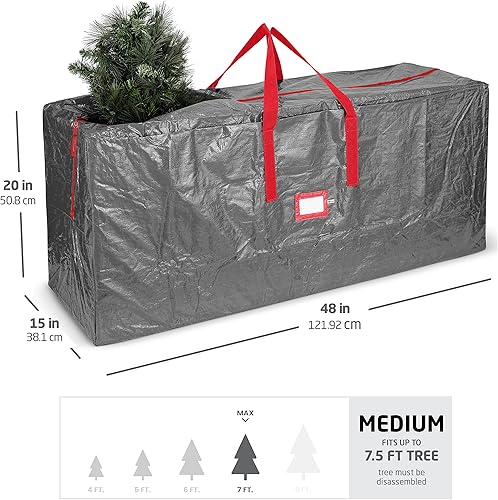 Vista 21 de Zober Bolsa de almacenamiento para árbol de Navidad, se adapta a árboles artificiales de 9 pies, bolsa de plástico impermeable para árbol de Gris