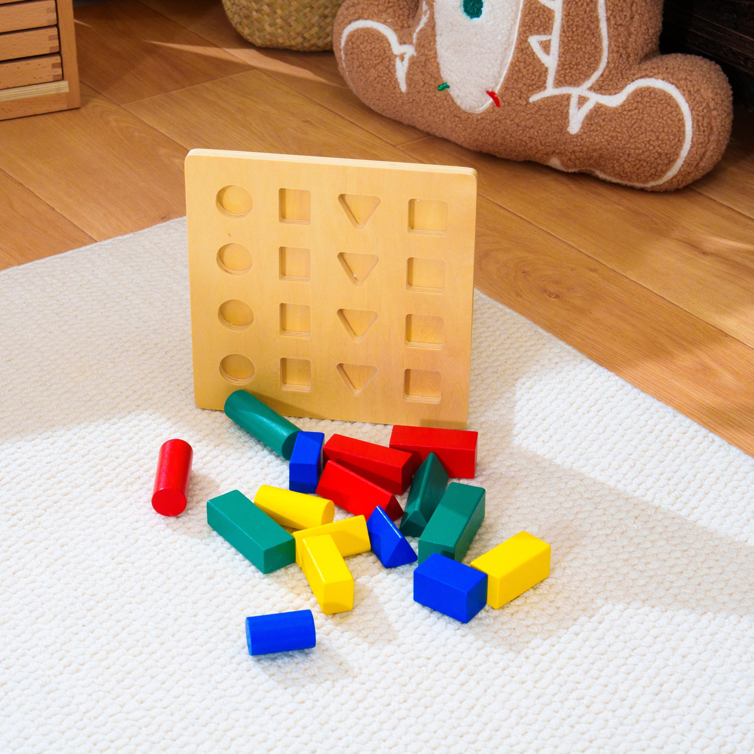 Montessori materiały matematyczne – drewniana zabawka edukacyjna do liczb i liczb, przedszkola i szkoły podstawowej, domowej i klasy od 3 lat (drabina geometryczna Montessori)