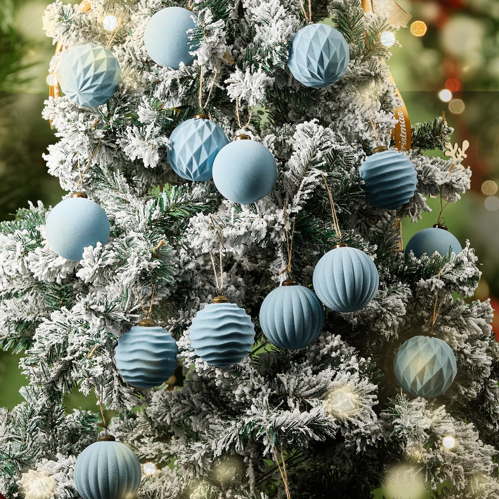 12 palline di Natale in velluto profumate alla rinfusa con profumo invernale di abete floccato, palline per albero di Natale, palline da appendere, per Natale, vacanze, casa, cortile, decorazioni (blu