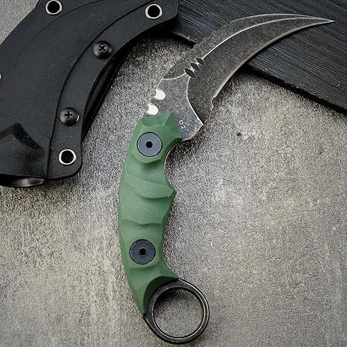 Miniatura 2 de Gtkii GTK691 Cuchillo de hoja fija, hoja de acero D2, cuchillo de garra de mango de fibra de vidrio de nailon con funda Kydex para acampar al aire