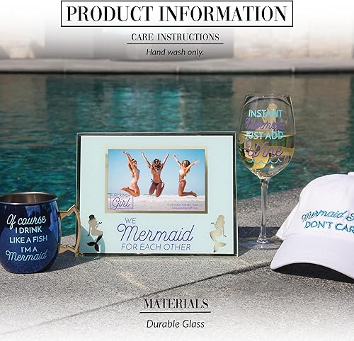 Miniatura 2 de Pavilion Gift Company Girl-Instant Mermaid Just Add Wine-Copa de vino de cristal de 12 onzas, 12 onzas, verde azulado
