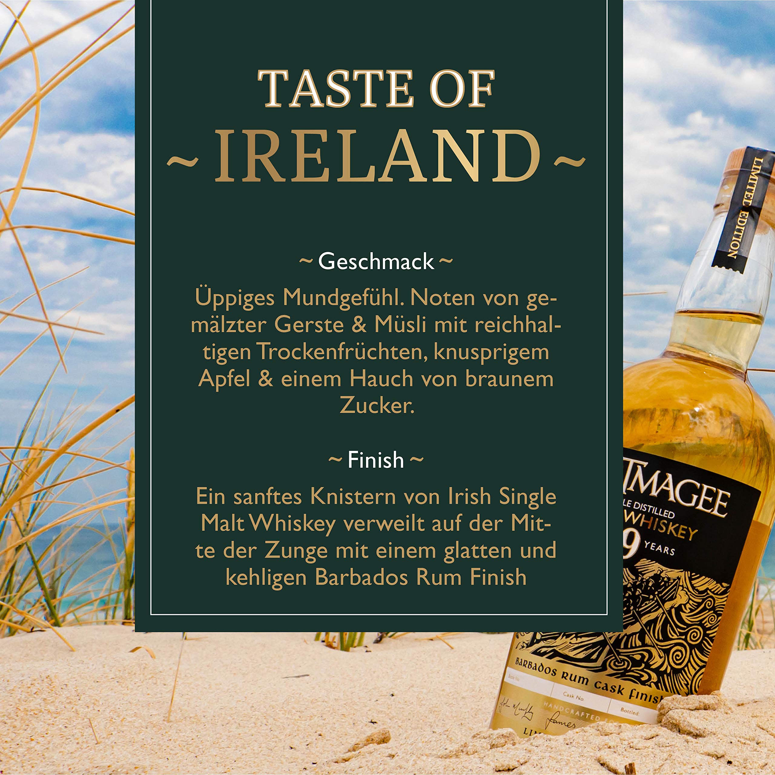 Portmagee Triple Distilled Irish Whiskey – Aged 9 Years I PREMIUM WHISKEY LIMITIERT AUF 333 FLASCHEN PRO FASSFREIGABE I Cask I Single Malt & Single Grain Blended I 40% Alk.